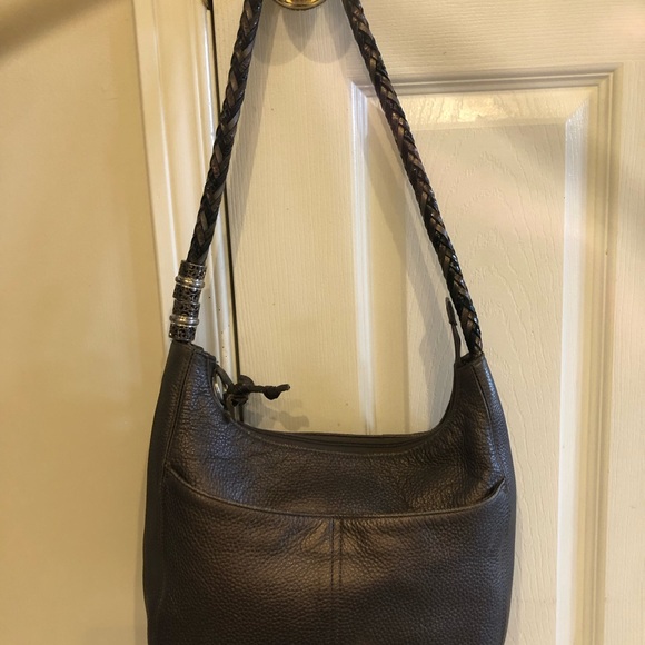 Brighton metallic slate grey hobo bag with sterling silver plated strap detail - Picture 5 of 14